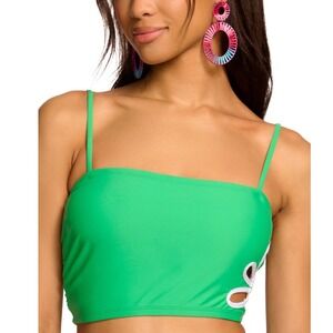 Ramy Brook Franny Bikini Top Palm Green Floral Cutout C02258017 XL NEW